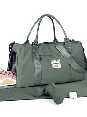 Waterproof Nylon Gym Duffel Bag with Shoe Compartment, Travel & Sports Tote